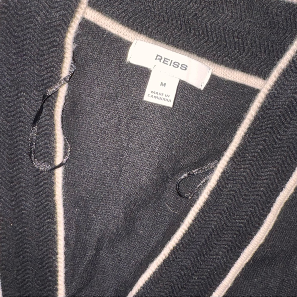 NEW Reiss Lorrie Tipped Long Sleeve Wool & Cashmere Blend Black Sweater Dress M - Picture 6 of 9